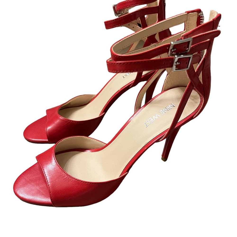 Nine West Red High Heel Sandals. Size 7.5 M. Never worn.